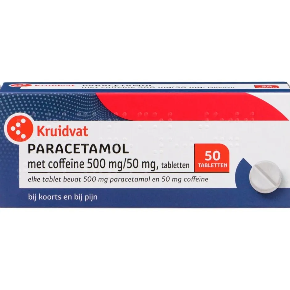 Kruidvat Paracetamol met Coffeïne 500mg /50mg Tabletten< Pijn