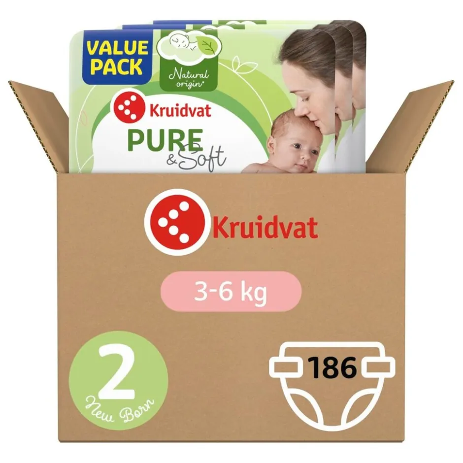 Kruidvat Pure & Soft Maat 2 Luiers Volumedoos< Luiers Maat 2