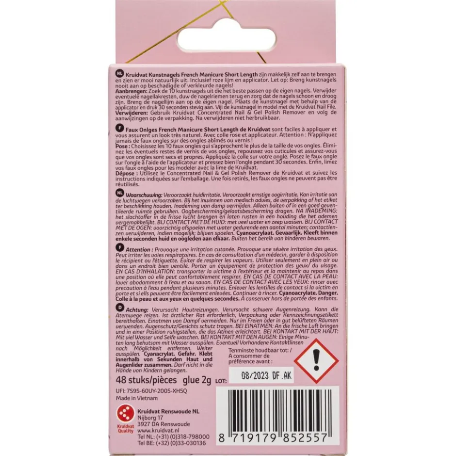 Salon Nails French Manicure Short Length Kunstnagels|Kruidvat Outlet