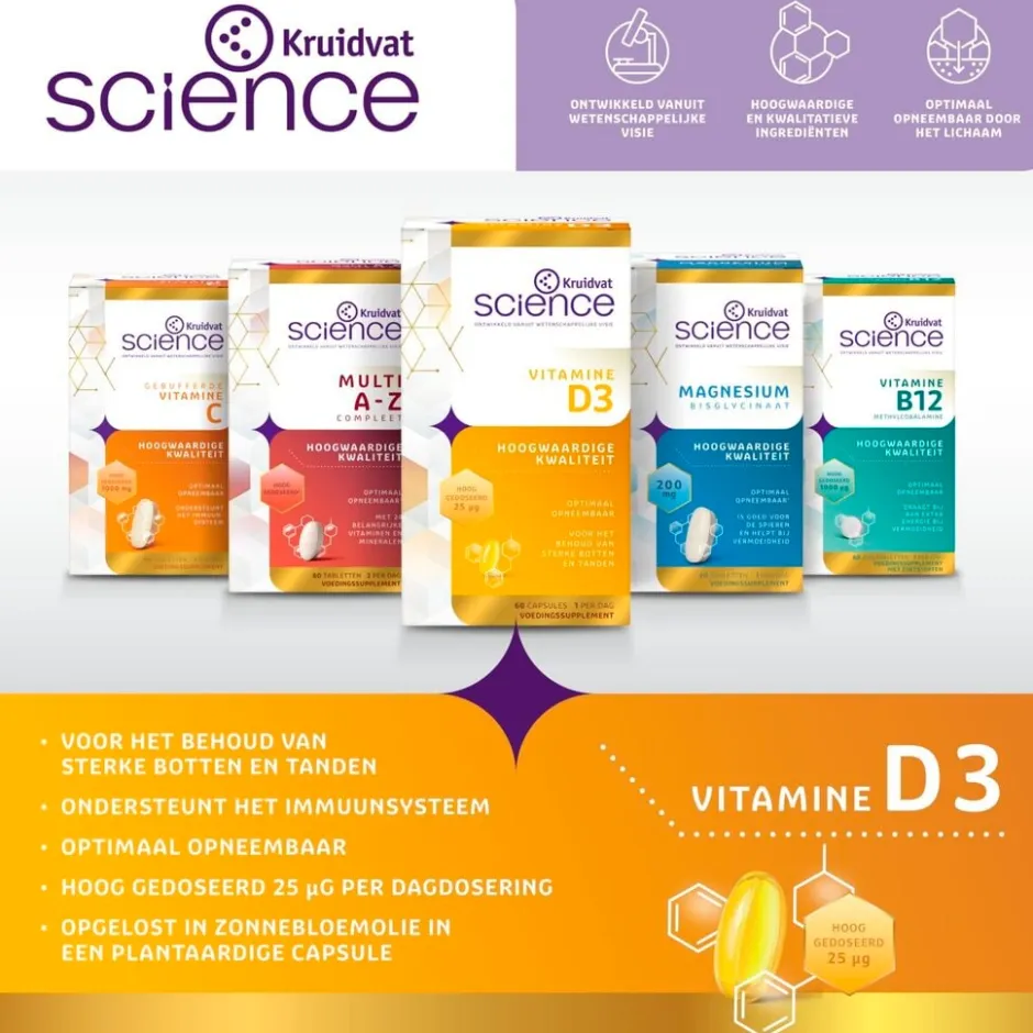Kruidvat Science Vitamine D3 Softgels< Vitamines