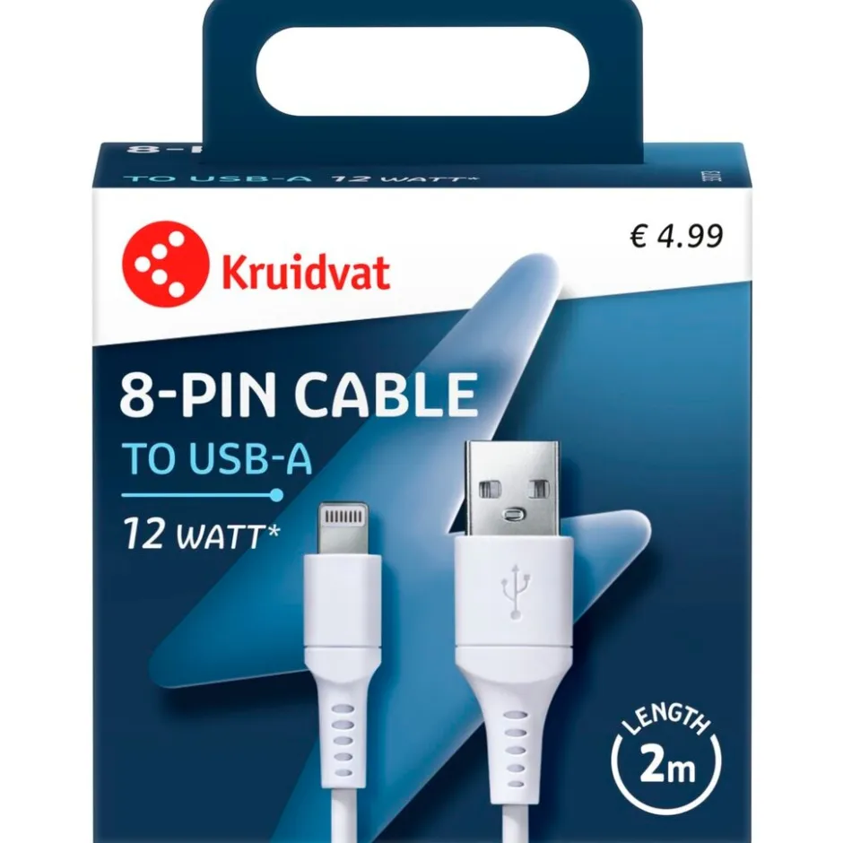 Kruidvat USB-A 8-Pin Kabel< Telefoonkabeltjes
