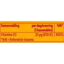 Kruidvat Vitamine D3 20mcg Kauwtabletten< Vitamines