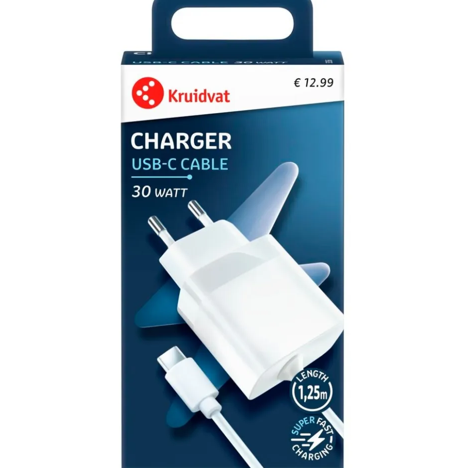 Kruidvat 30W USB-C Oplader< Telefoonkabeltjes