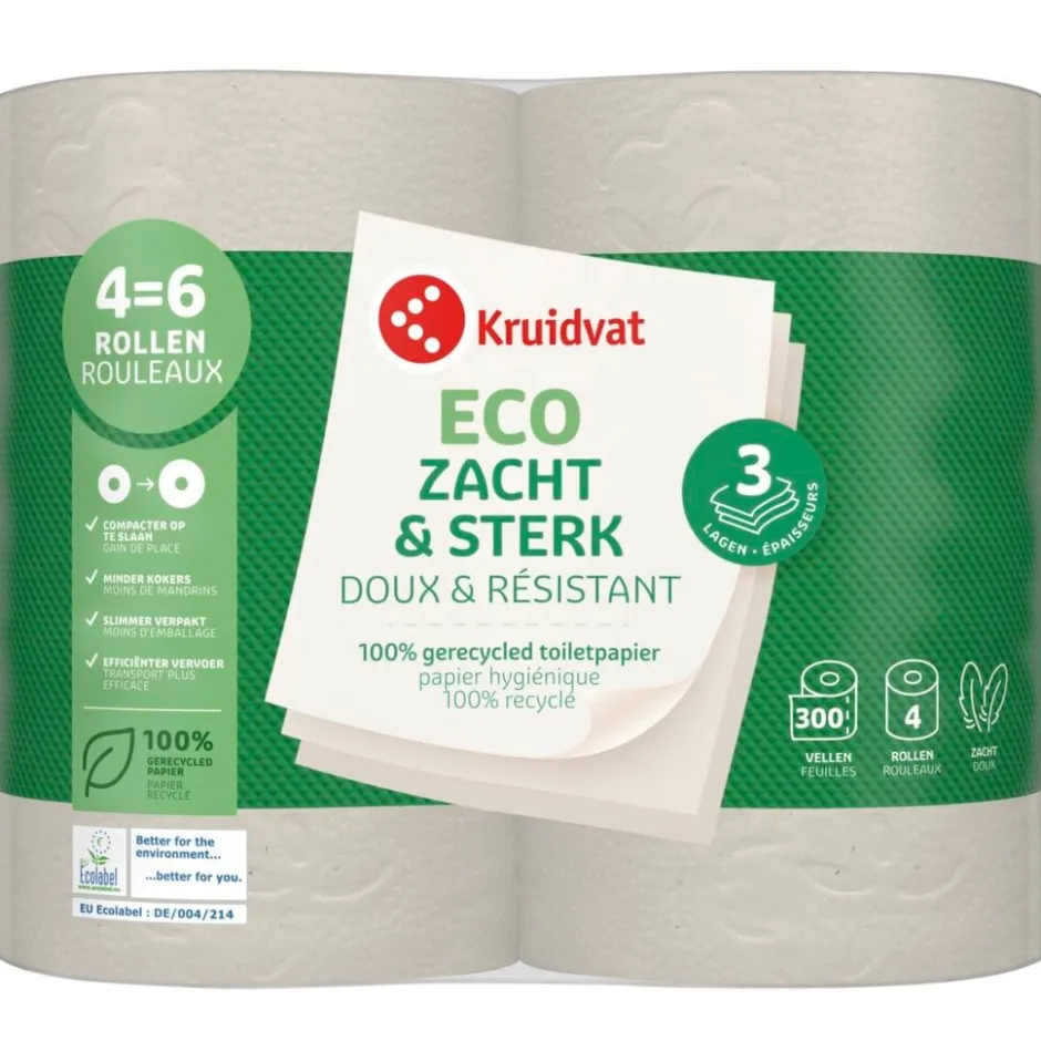 Kruidvat Zacht & Sterk 3-Laags Eco Toiletpapier< Toiletpapier