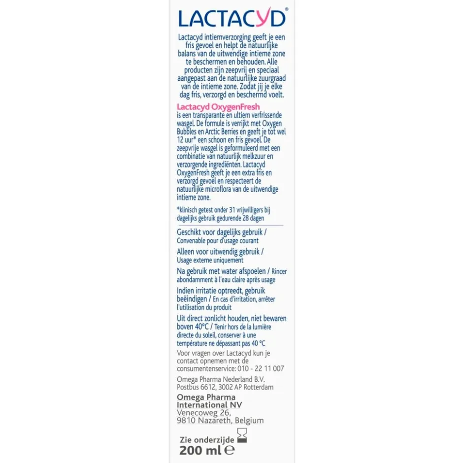 Lactacyd Oxygen Fresh Wasgel< Intieme Hygiëne