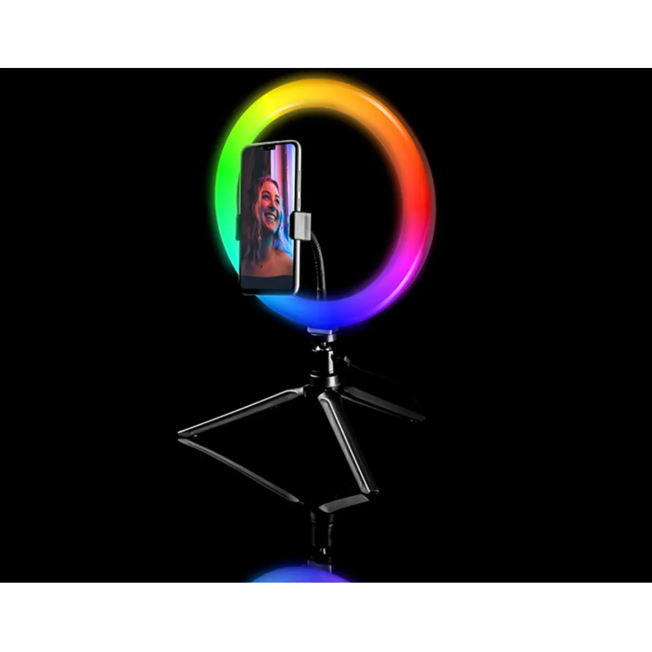 Led ringlamp met tripod met rgb verlichting en verschillende kleuren|Tracer New