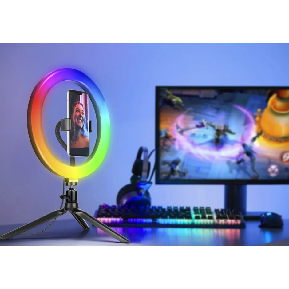 Led ringlamp met tripod met rgb verlichting en verschillende kleuren|Tracer New