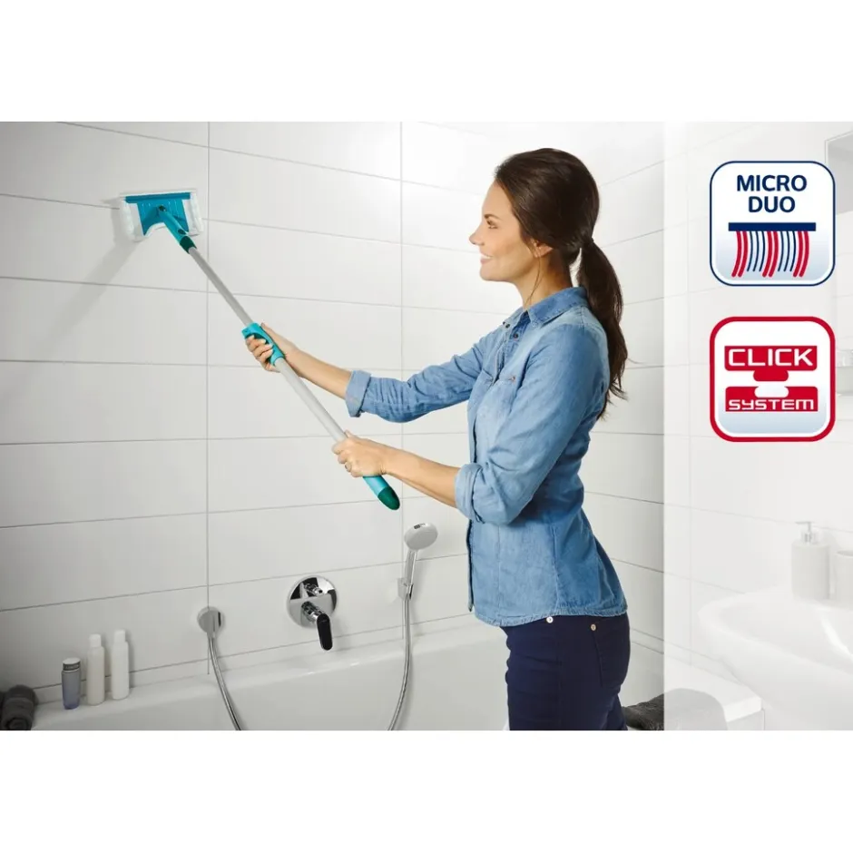 Flexi Pad Bath Cleaner Micro Duo Tegel- en Badwisser met Telescoopsteel|Leifheit Best