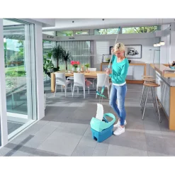 Profi XL Dweil Set Micro Duo Vloerwisser (42 cm) met Emmer op Wieltjes en Voetpers|Leifheit Sale