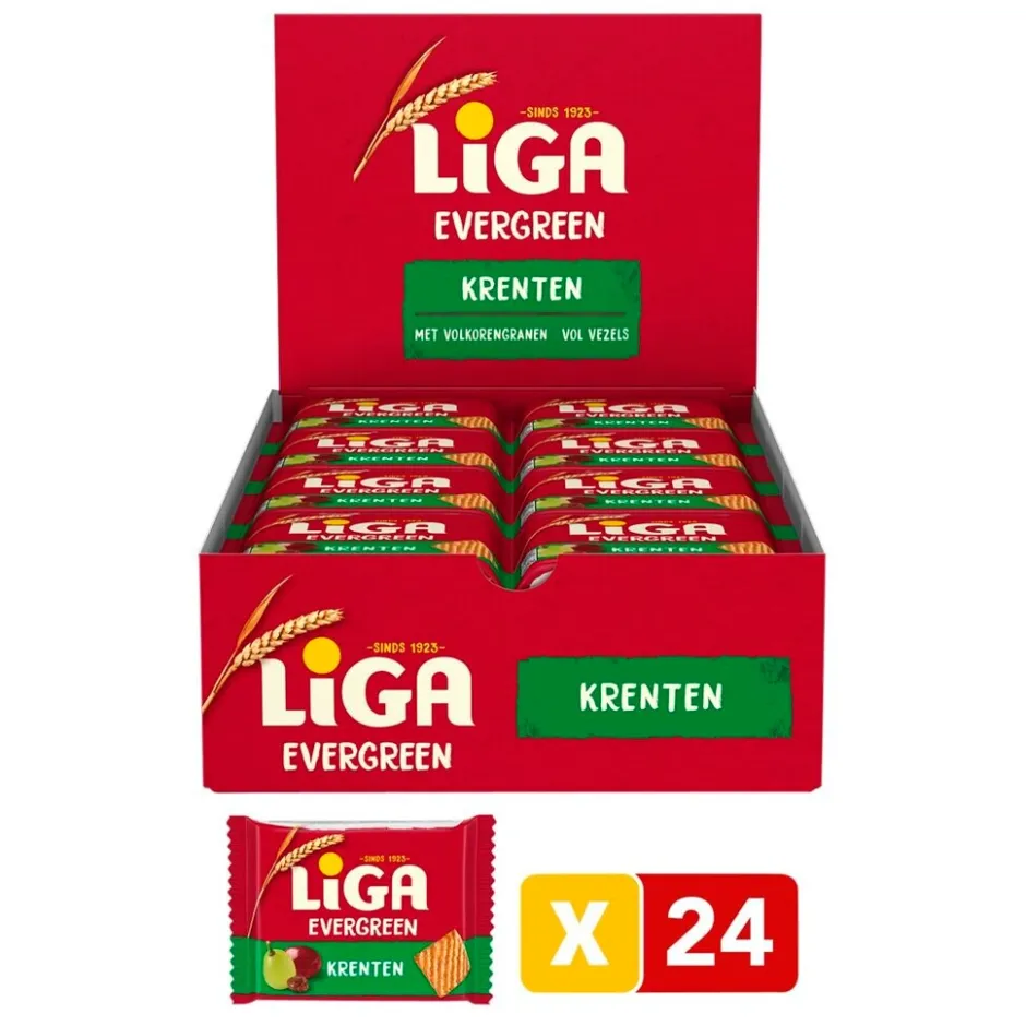 Liga Evergreen Krentenkoekjes Duopacks XL< Koek