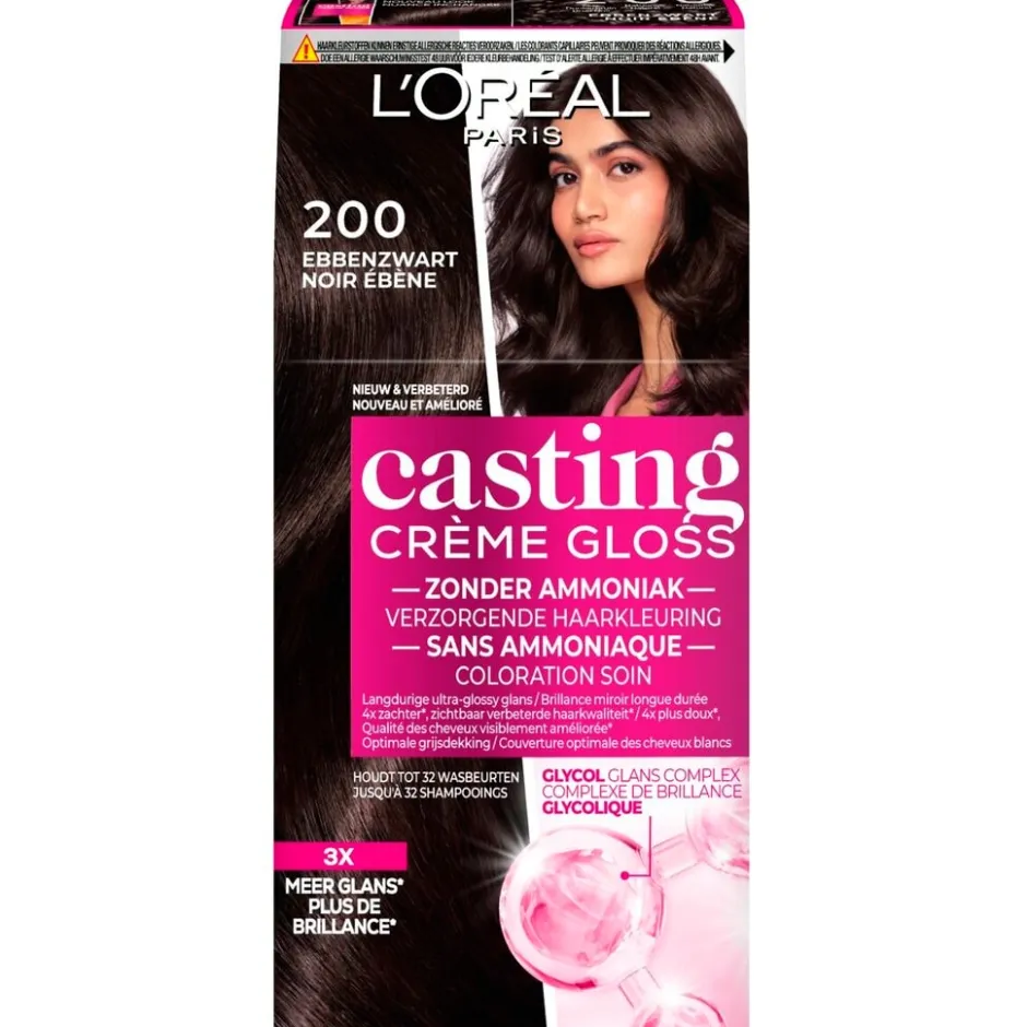 L'Oréal Paris Créme Gloss 200 Intens Zwart Semi-Permanente Haarkleuring|Casting New