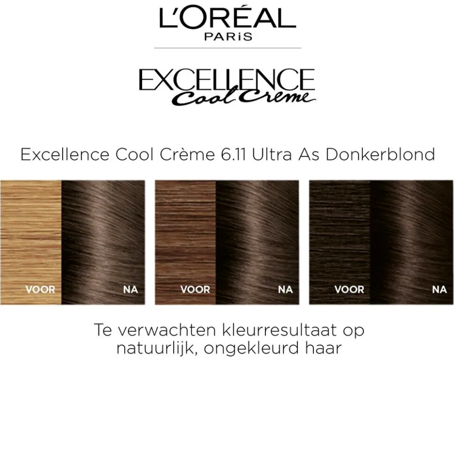 Excellence L'Oréal Paris Cool Crème 6.11 Ultra As Donkerblond Permanente Haarkleuring< Haarverf