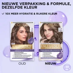 L'Oréal Paris Cool Crème 7.11 Ultra As Middenblond Permanente Haarkleuring|Excellence Online