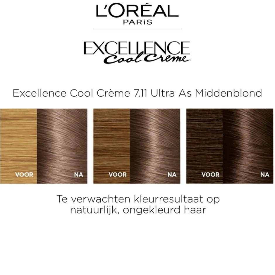 L'Oréal Paris Cool Crème 7.11 Ultra As Middenblond Permanente Haarkleuring|Excellence Online