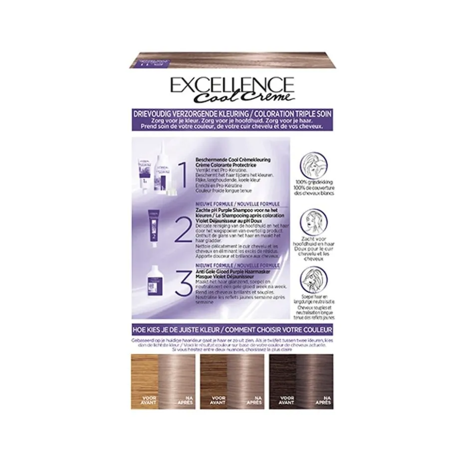 L'Oréal Paris Cool Crème 8.11 Ultra Licht Asblond Permanente Haarkleuring|Excellence