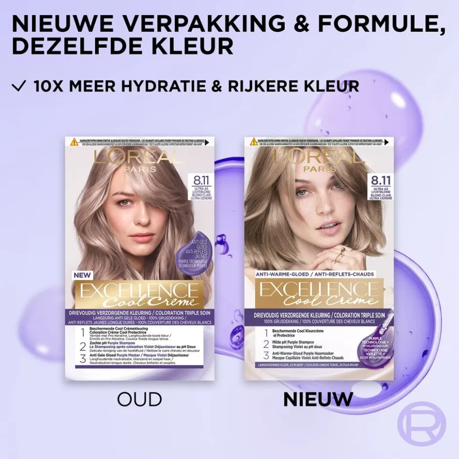 L'Oréal Paris Cool Crème 8.11 Ultra Licht Asblond Permanente Haarkleuring|Excellence