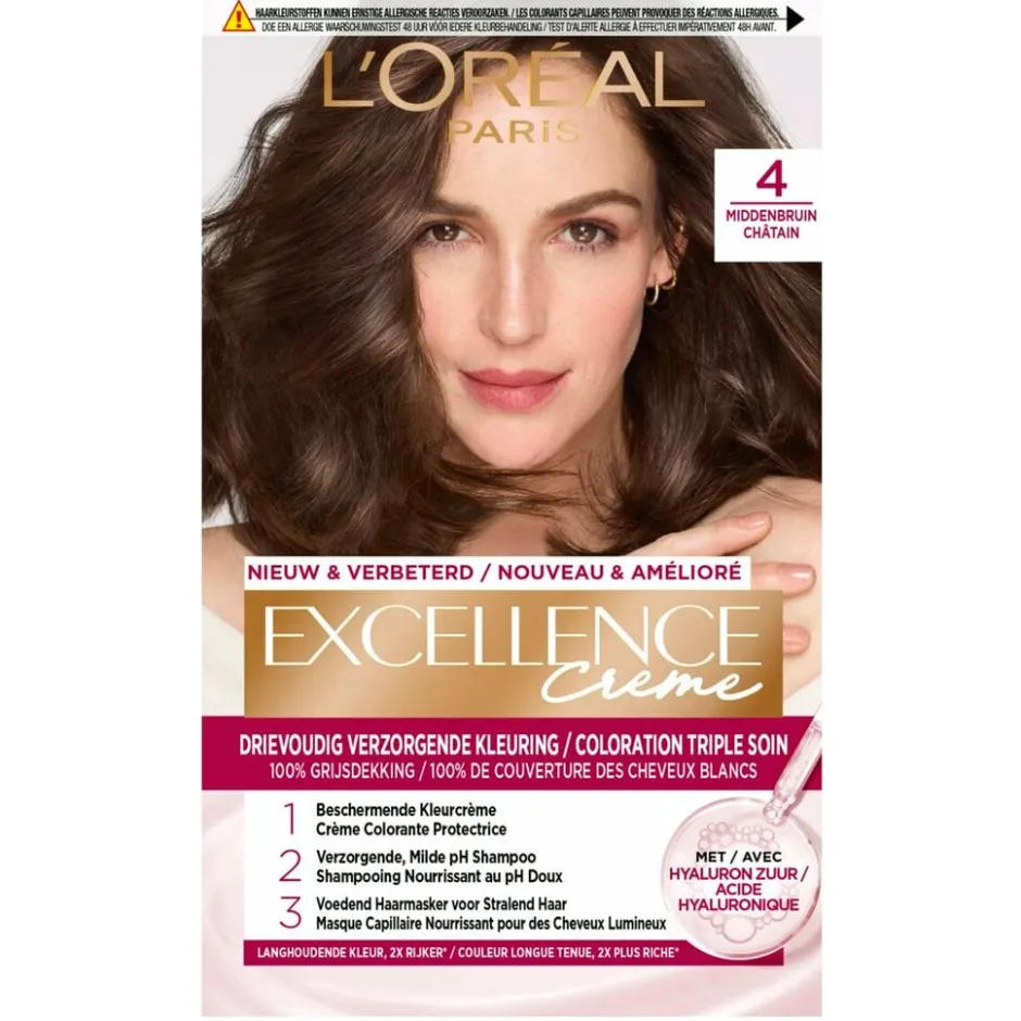 L'Oréal Paris Crème 4 Middenbruin Permanente Haarverf|Excellence