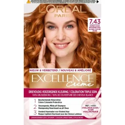 Excellence L'Oréal Paris Crème 7.43 Koper Goudblond Permanente Haarverf< Haarverf