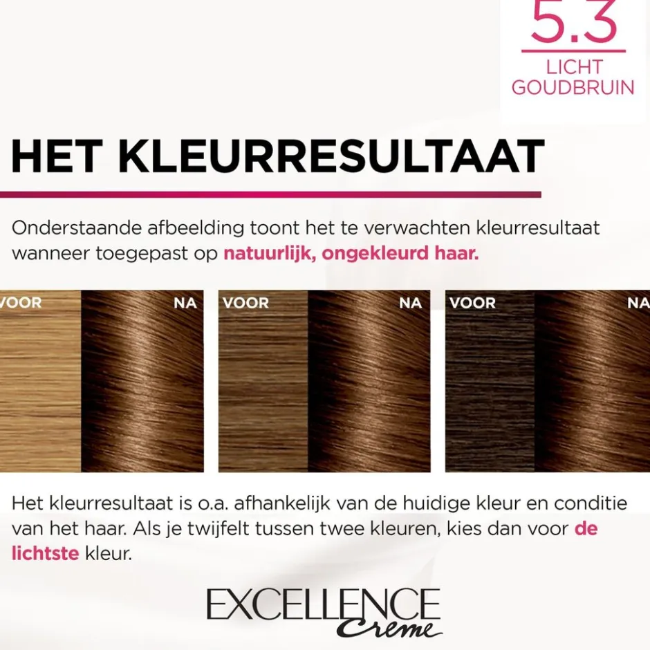 Excellence L'Oréal Paris Crème 5.3 Goud Lichtbruin Permanente Haarverf< Haarverf