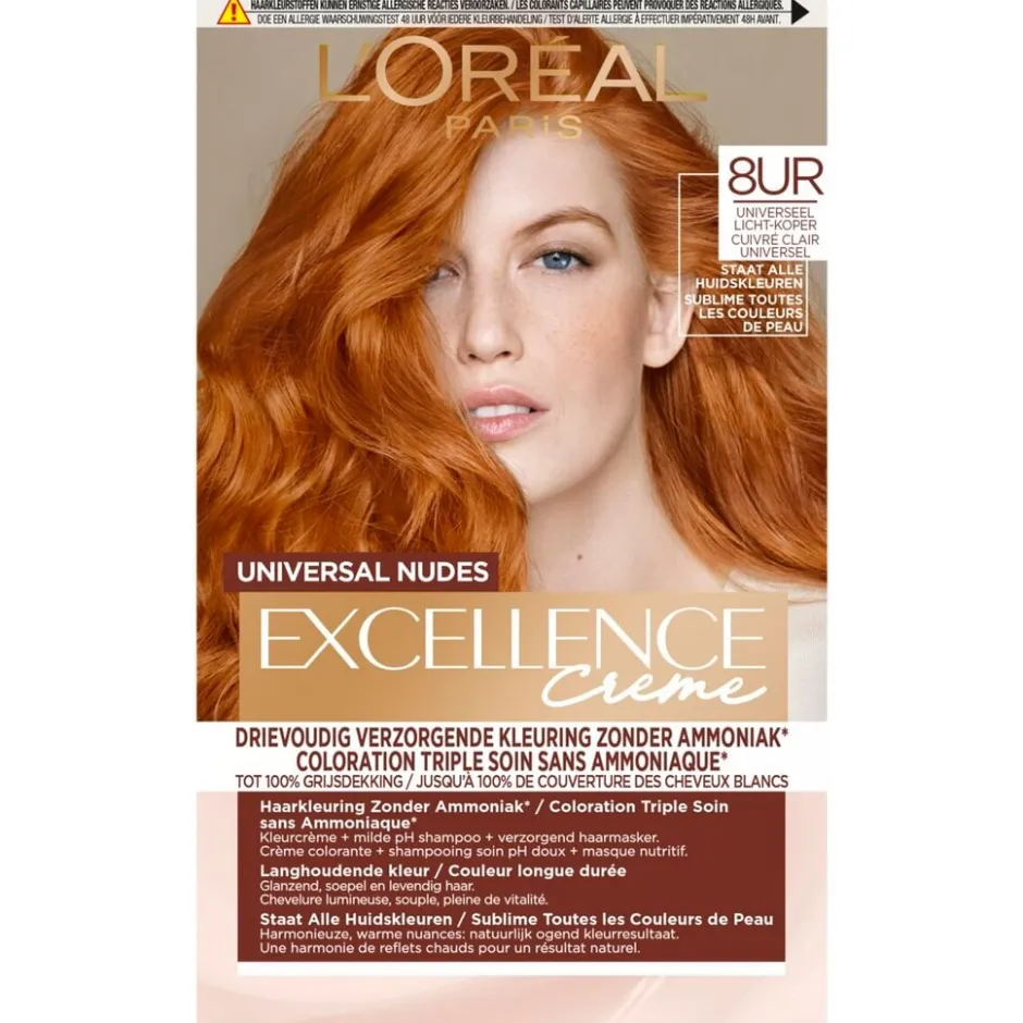 L'Oréal Paris Creme Universal Nudes 8UR Licht Koper Haarkleuring|Excellence