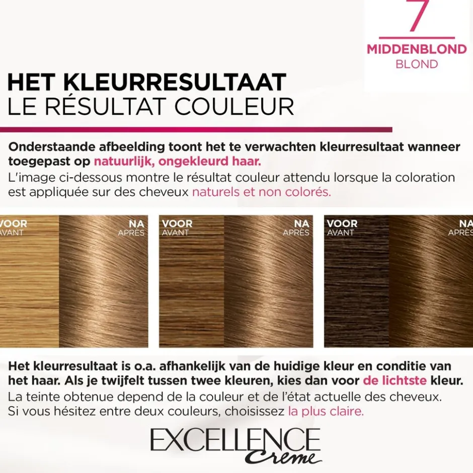 Excellence L'Oréal Paris Crème 7 Middenblond Permanente Haarverf< Haarverf