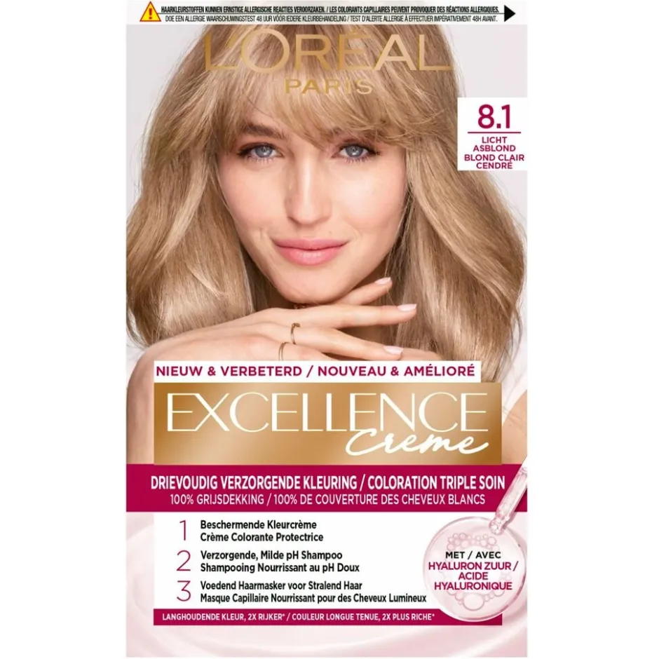 L'Oréal Paris Crème 8.1 Licht Asblond Permanente Haarverf|Excellence Sale