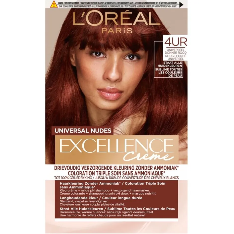 Excellence L'Oréal Paris Creme Universal Nudes 4UR Universeel Donkerrood Haarkleuring< Haarverf