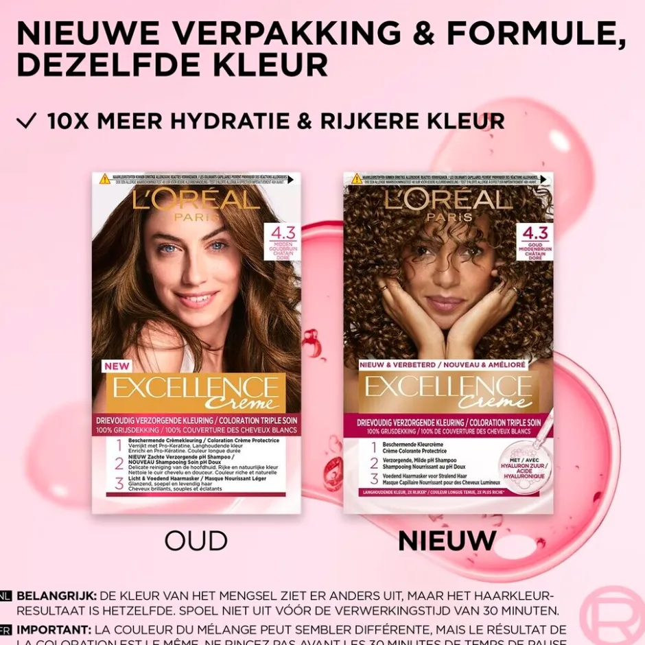 Excellence L'Oréal Paris Crème 4.3 Midden Goudbruin Haarkleuring< Haarverf