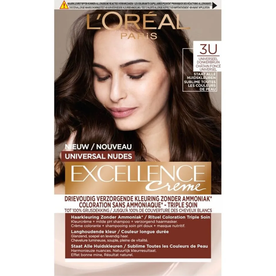 Excellence L'Oréal Paris 3U Nudes Donkerbruin Permanente Haarverf< Haarverf