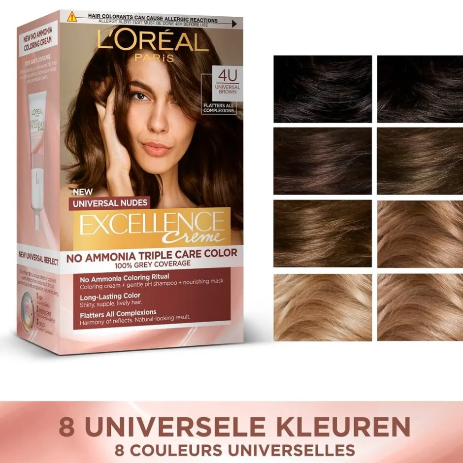 Excellence L'Oréal Paris 3U Nudes Donkerbruin Permanente Haarverf< Haarverf