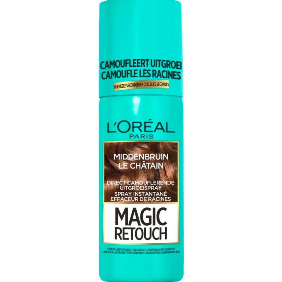 Magic Retouch L'Oréal Paris Middenbruin Camouflerende Uitgroeispray< Haarverf