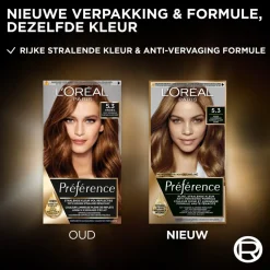 L'Oréal Paris Préférence 5.3 Goud Lichtbruin Permanente Haarkleuring|Preference Online