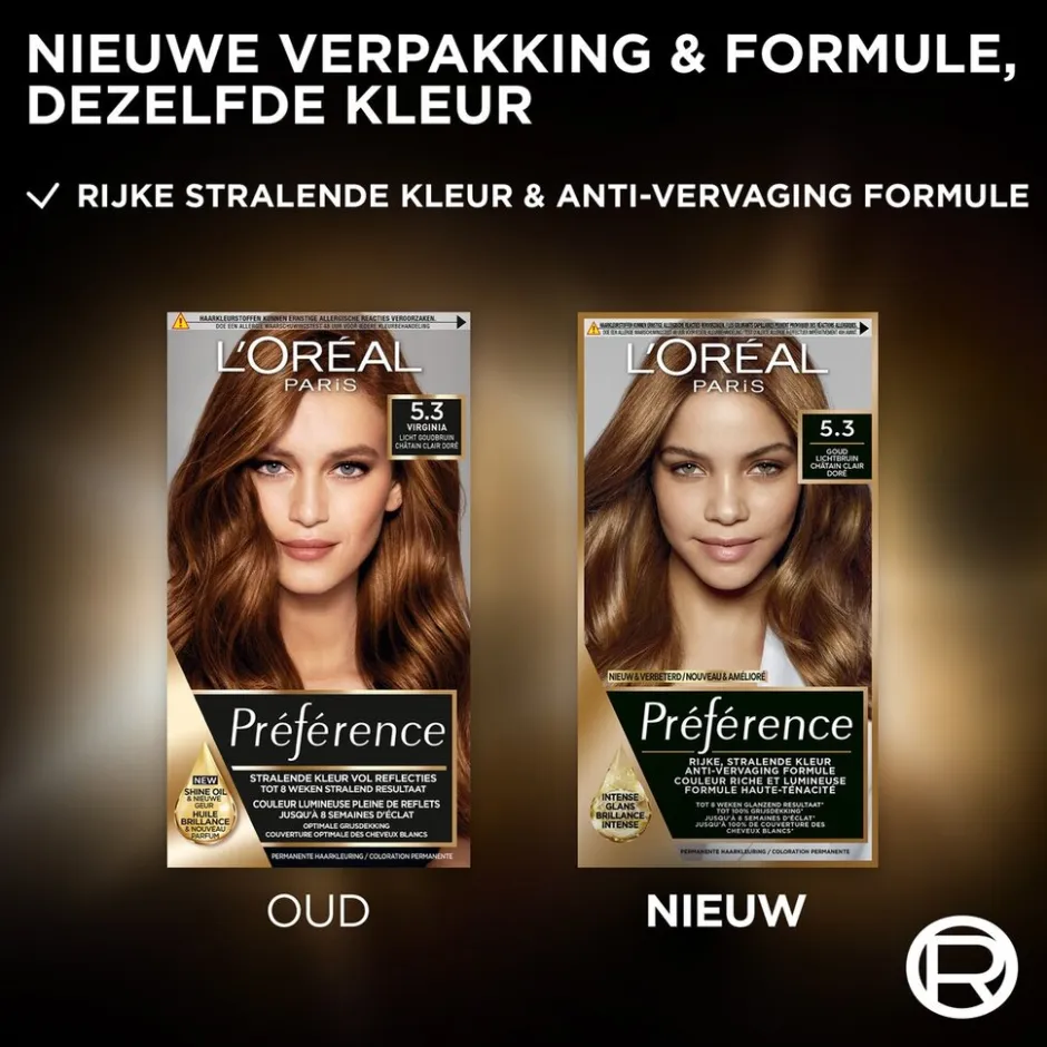 L'Oréal Paris Préférence 5.3 Goud Lichtbruin Permanente Haarkleuring|Preference Online
