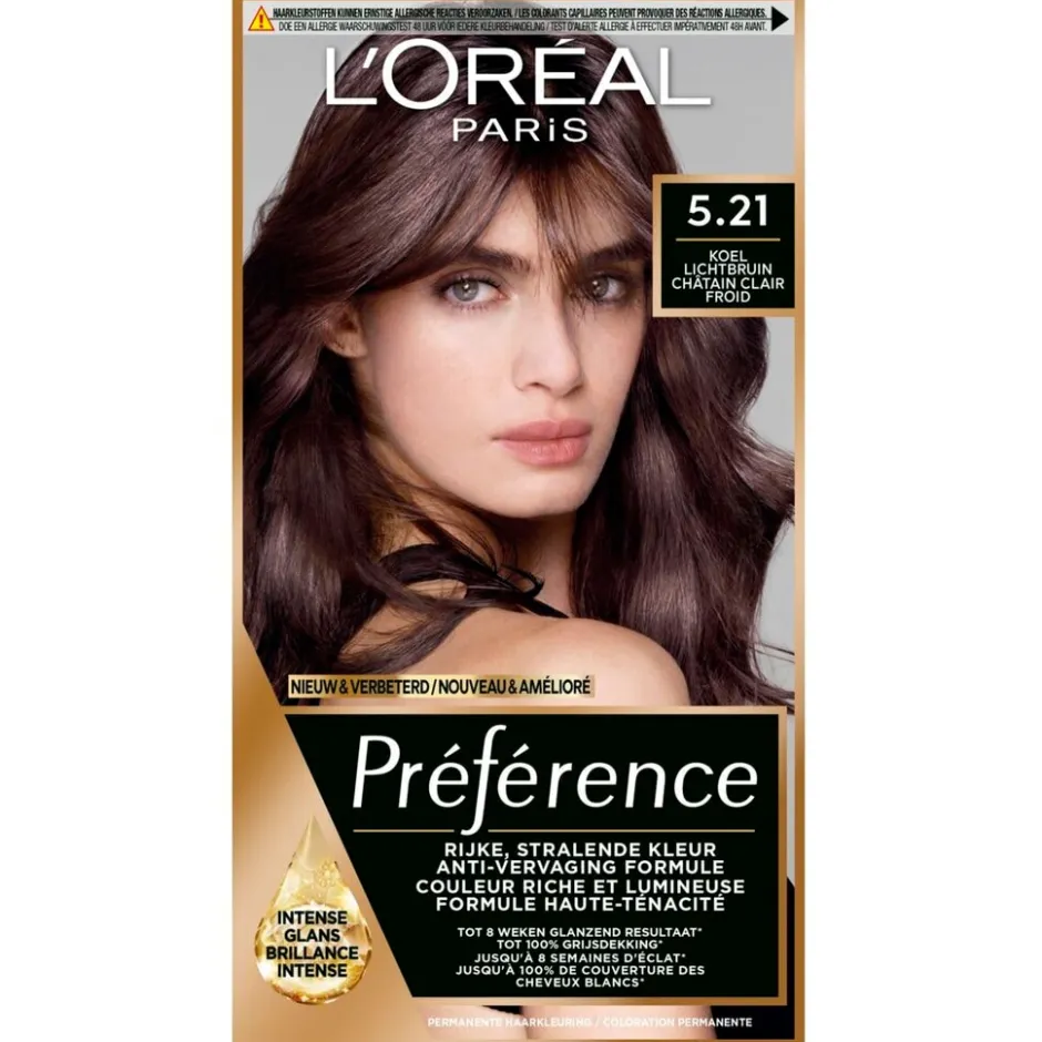 Preference L'Oréal Paris Préférence 5.21 Koel Lichtbruin Permanente Haarkleuring< Haarverf