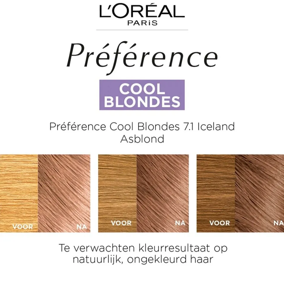 L'Oréal Paris Préférence Cool Blondes 7.1 As Middenblond Permanente Haarkleuring|Preference New