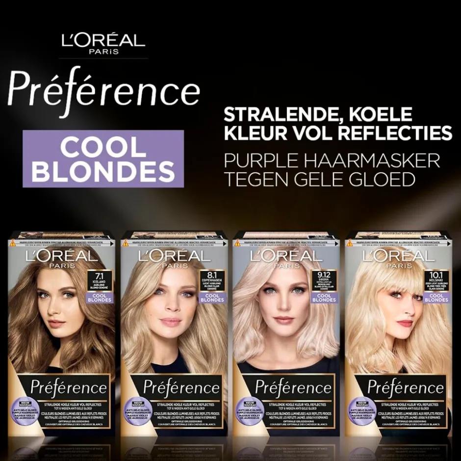 L'Oréal Paris Préférence Cool Blondes 7.1 As Middenblond Permanente Haarkleuring|Preference New