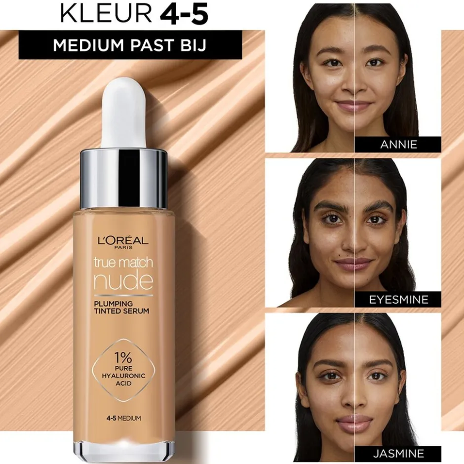 L'Oréal Paris True Match Nude 4-5 Medium Plumping Tinted Serum|L'Oreal