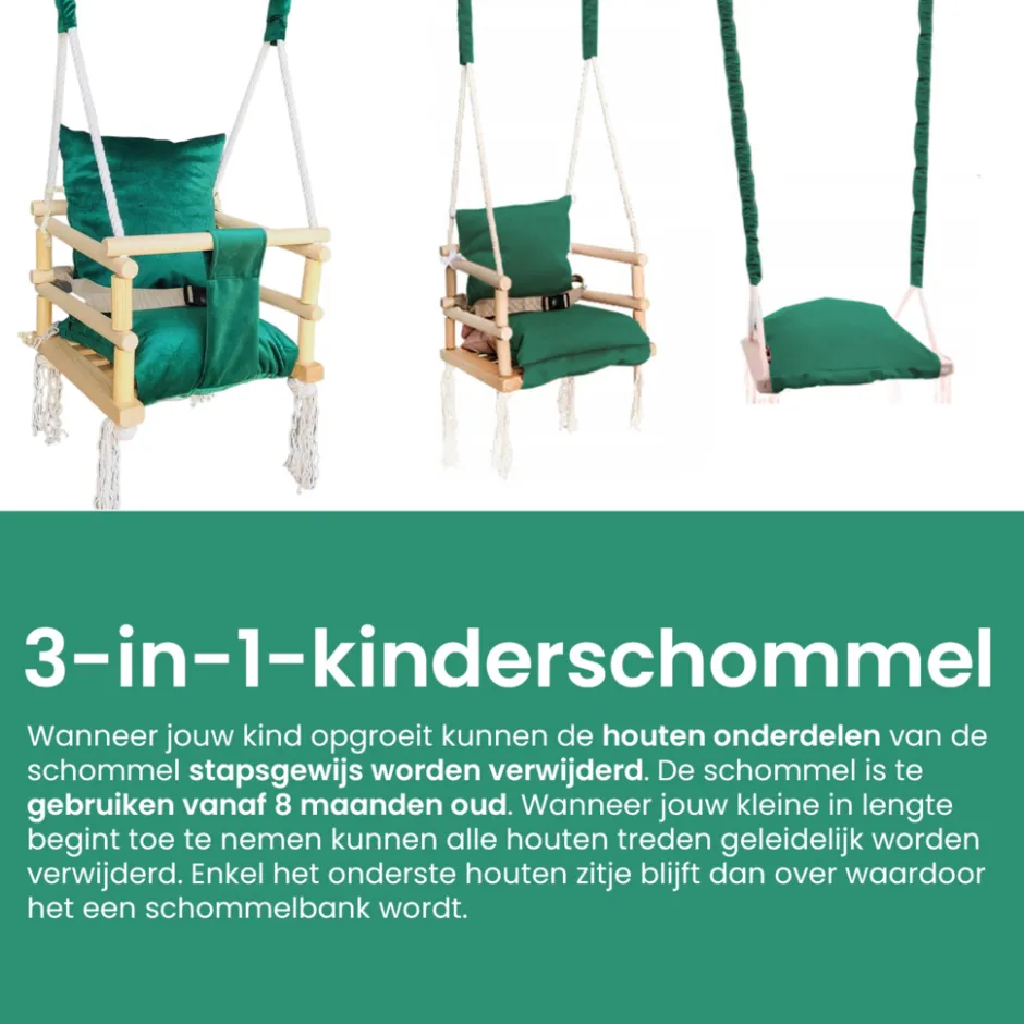Lovegifts Luxe Houten 3 in 1 Meegroei Babyschommel en Kinderschommel| Hot