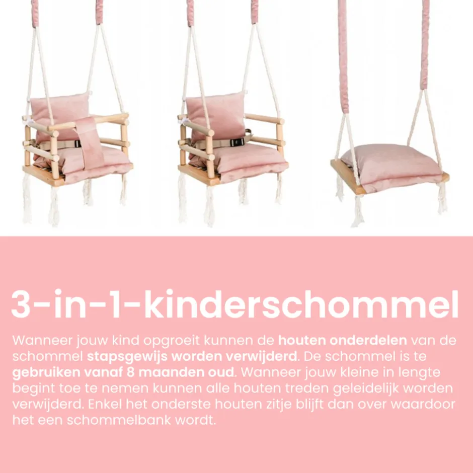 Lovegifts Luxe Houten 3 in 1 Meegroei Babyschommel en Kinderschommel|