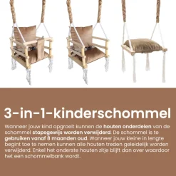 Lovegifts Luxe Houten 3 in 1 Meegroei Babyschommel en Kinderschommel< Speeltoestellen