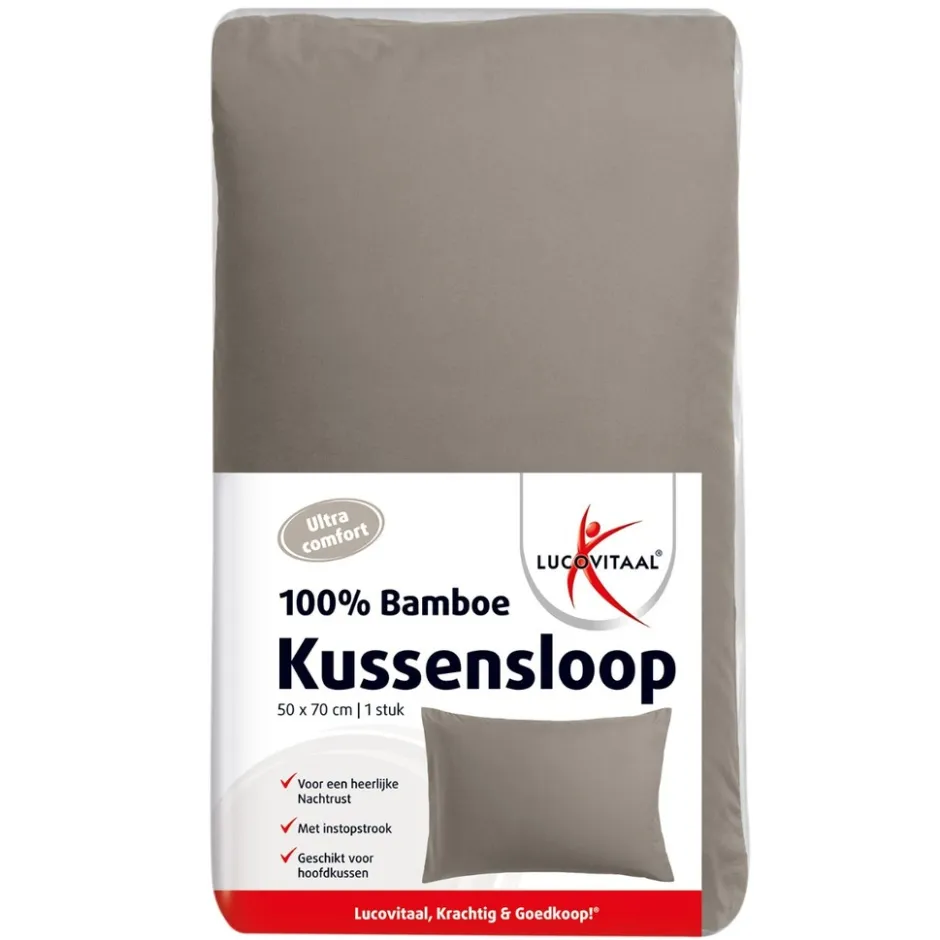 Bamboe Kussensloop Taupe x cm|Lucovitaal Clearance