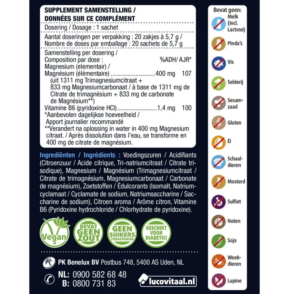 Magnesium 400mg Forte Sachets|Lucovitaal New