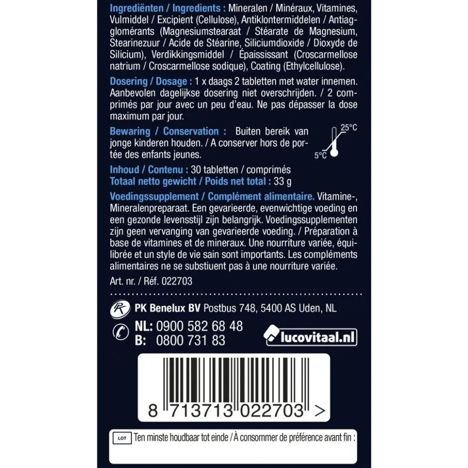 Magnesium Vitaminen & Mineralen Compleet Tabletten|Lucovitaal Discount