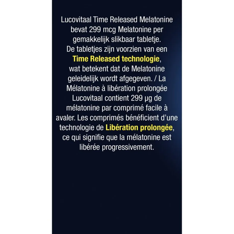 Lucovitaal Melatonine 299Mcg Time Released Tabletten< Melatonine