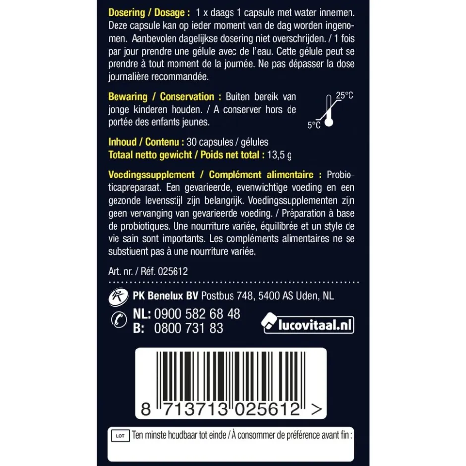 Lucovitaal Pre & Pro Biotica Capsules< Bacteriestammen
