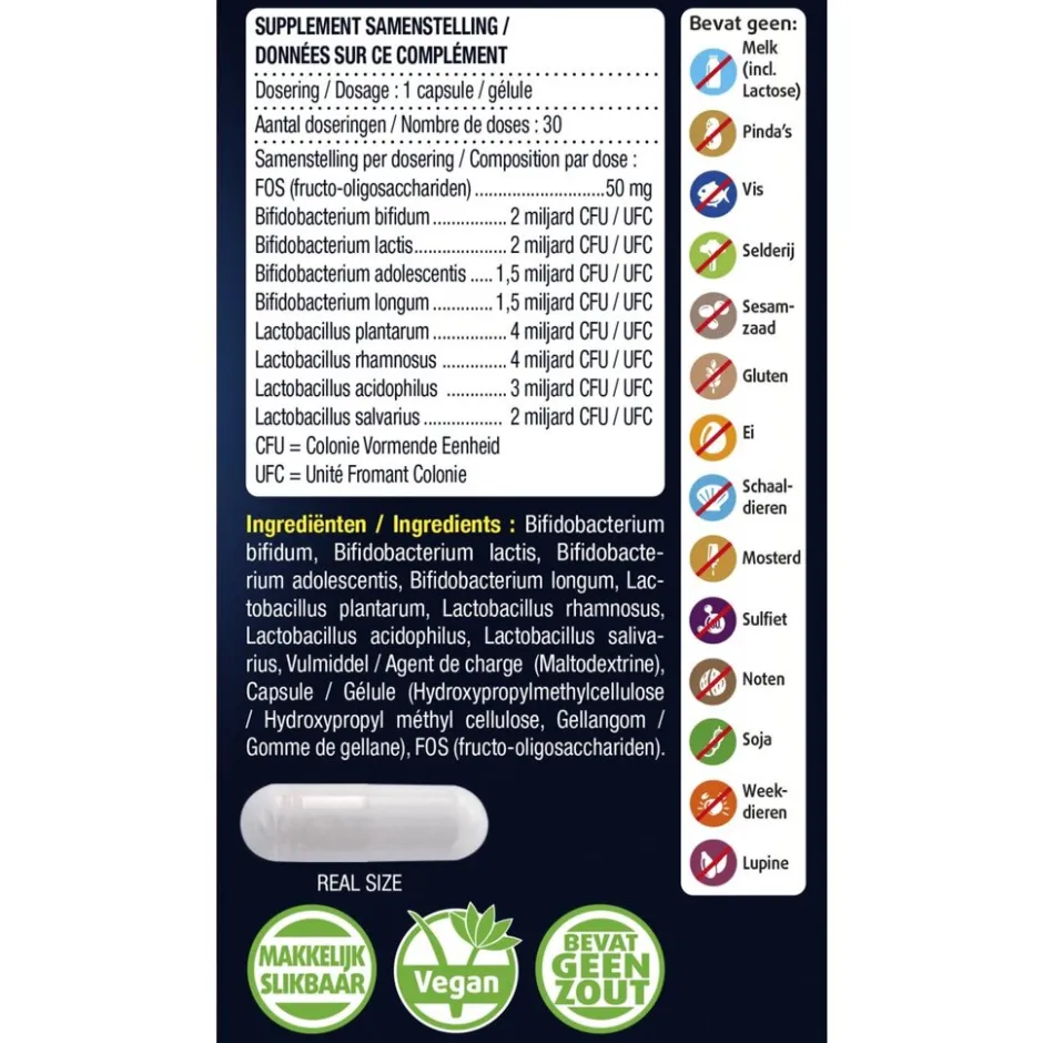 Lucovitaal Pre & Pro Biotica Capsules< Bacteriestammen