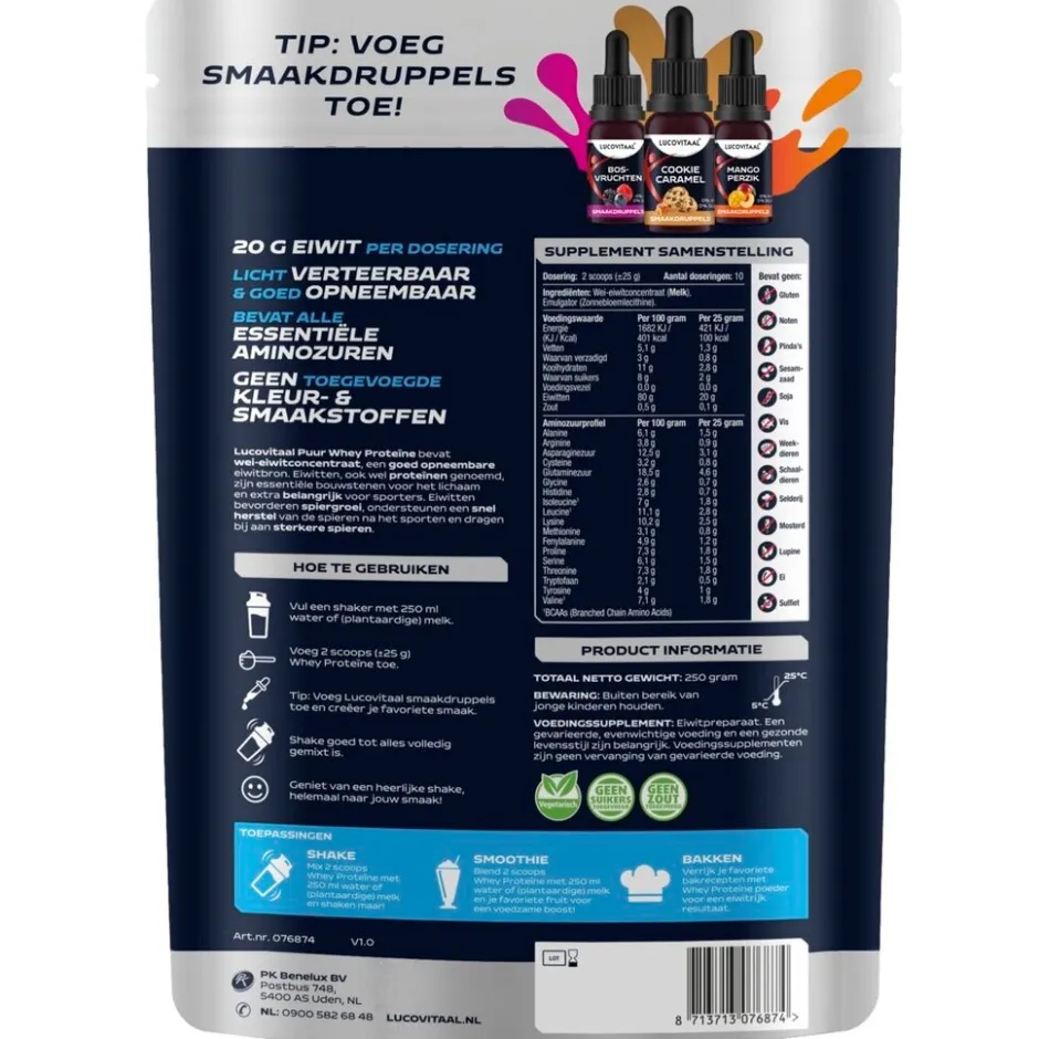 Puur Whey Proteïnepoeder|Lucovitaal