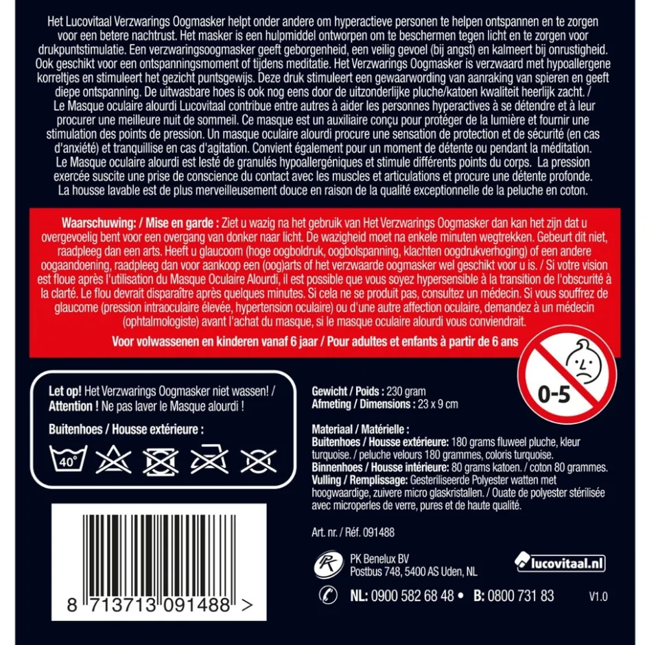 Lucovitaal Verzwaringsoogmasker< Slaapkamer Hulpmiddelen