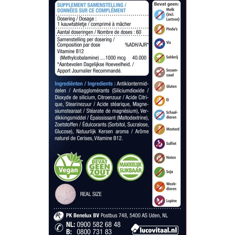 Vitamine B12 1000mcg Kauwtabletjes|Lucovitaal New