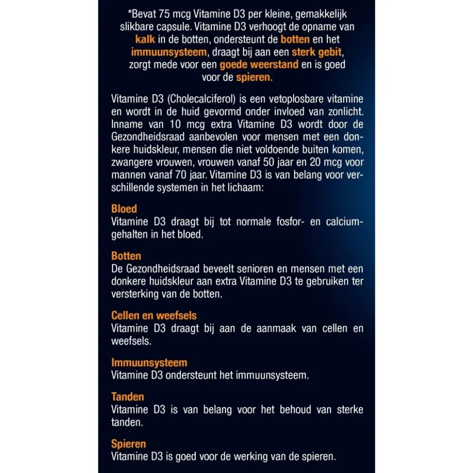 Lucovitaal Vitamine D3 75mcg Capsules< Botten En Spieren|Vitamines